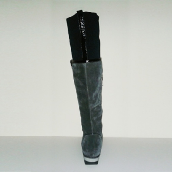 ELTEMPO WOMEN'S SUEDE WINTER  HIGH-KNEE GRAY-GREEN BOOTS SIZE 8 - Picture 5 of 8